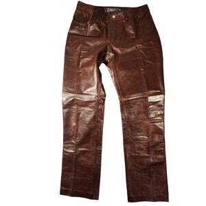 Vintage GAP Pants Womens 8 Brown Leather Boot Cut 5 Pocket Y2K 2000s Retro
